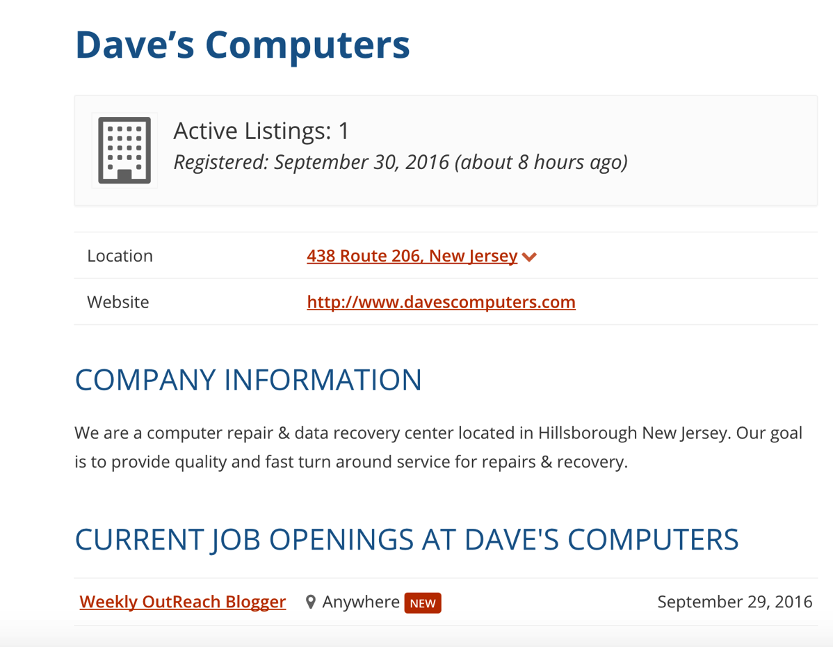 Problogger job board profile page